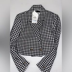 Gingham patterned blazer